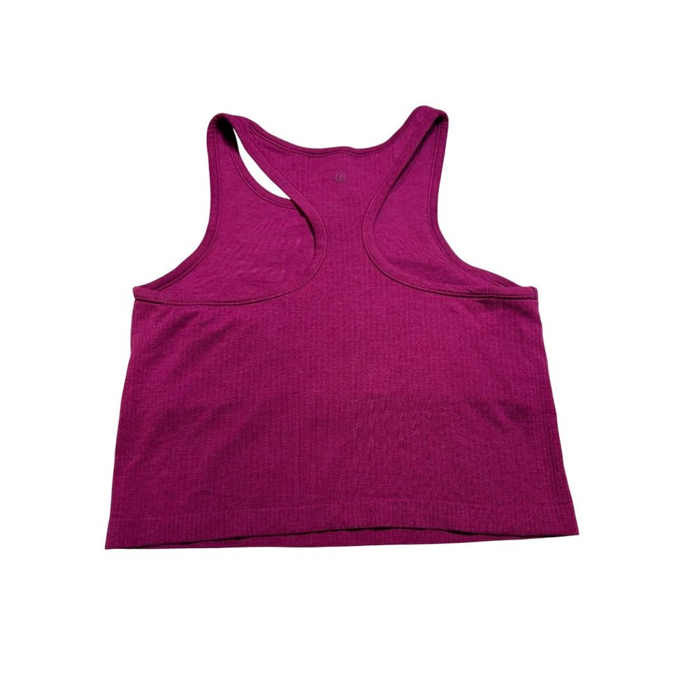 Lululemon Ebb to Street Cropped Racerback Ribbed Tank Top Purple-sz 10 - Picture 5 of 8
